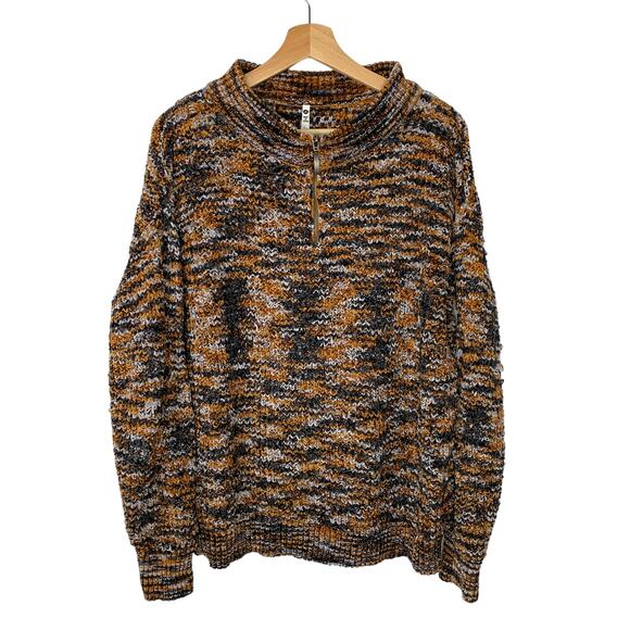 Leo & Nicole Medium Mock Turtle Neck Zip Sweater Medium Brown - Picture 1 of 5